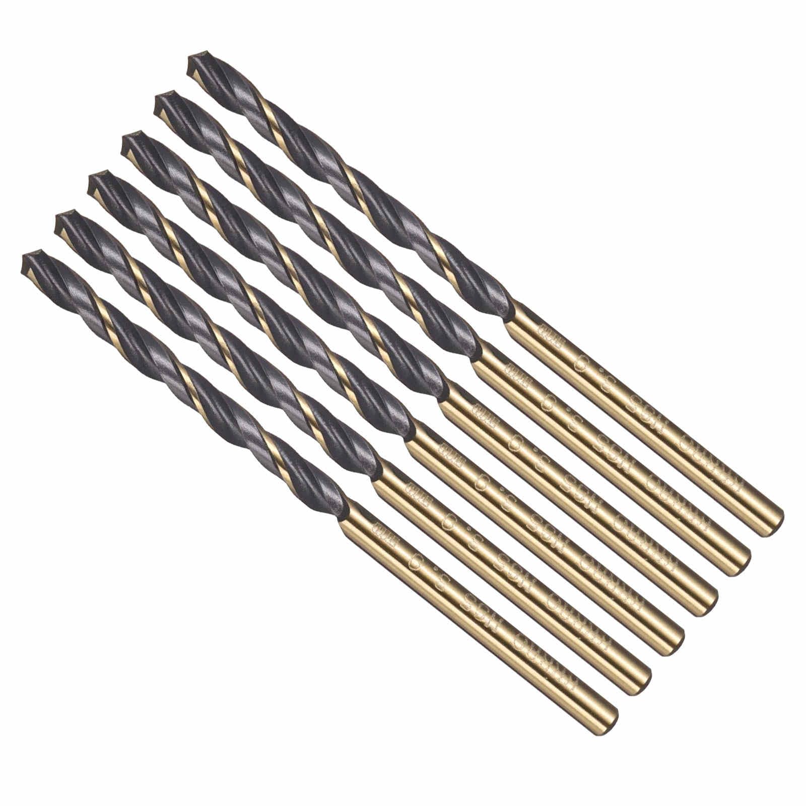 CoCud Drill Bit, 3mm Cutting Diameter, 4341 HSS Jobber Bits Gold and Black 118° Cutting Angle - (Applications: for Drilling Plastic Wood Soft Metal), 6-Pieces