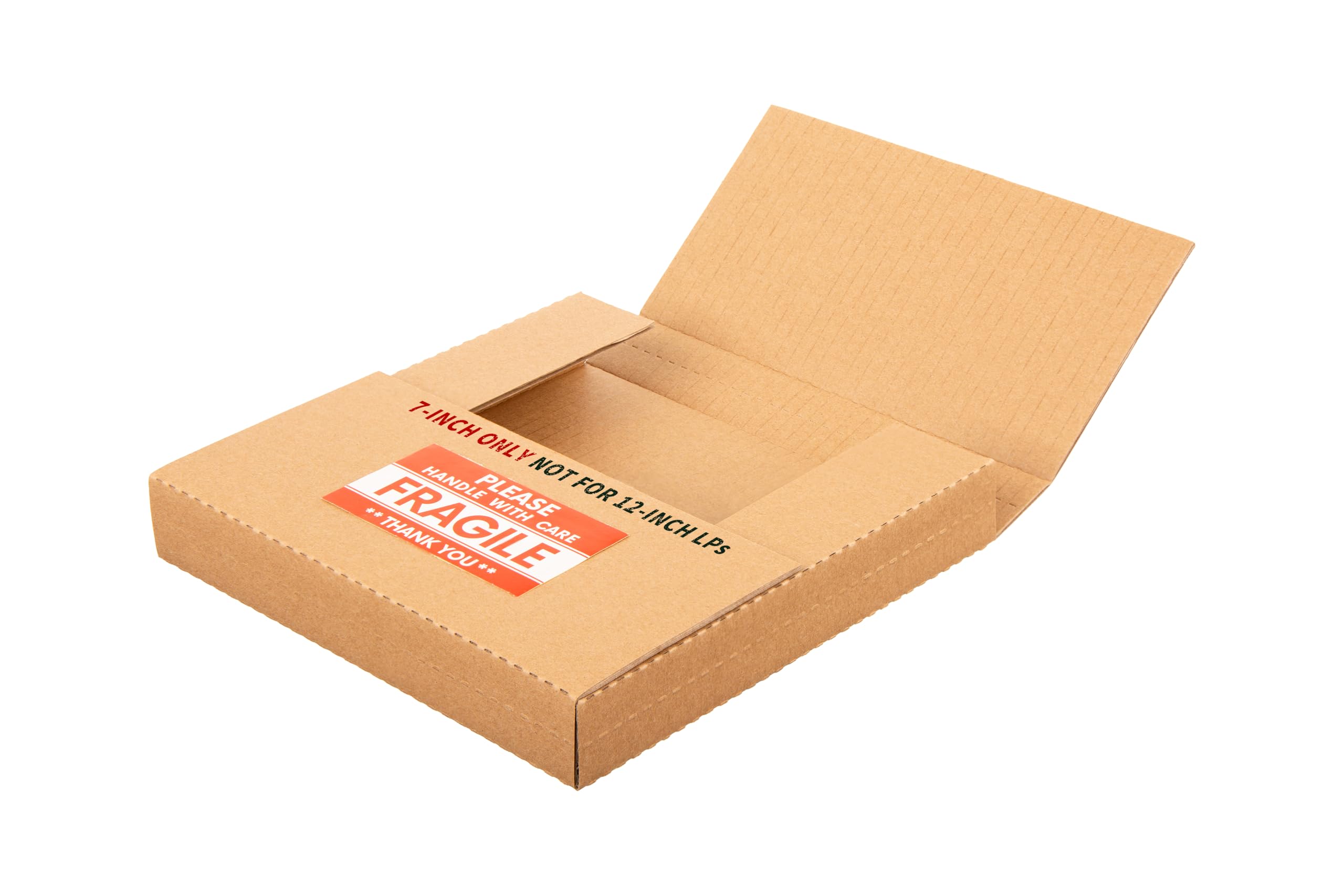 Kayritonz 7-Inch 45 RPM Record Mailers, 7.5" x 7.5" x 1" Small Kraft Corrugated Shipping Boxes for 7" Vinyl (NOT for 12" LPs), with Fragile Stickers,