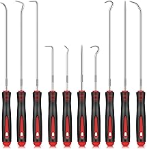 TXXATX 10-Teilig Pick und Haken Set Rot Wellendichtring Werkzeug 24 cm und 16,5 cm Haken Werkzeug Universal Präzision Haken für Öl-Ringe O-Ring Dichtung Auto Schläuchen Demontage Werkzeug