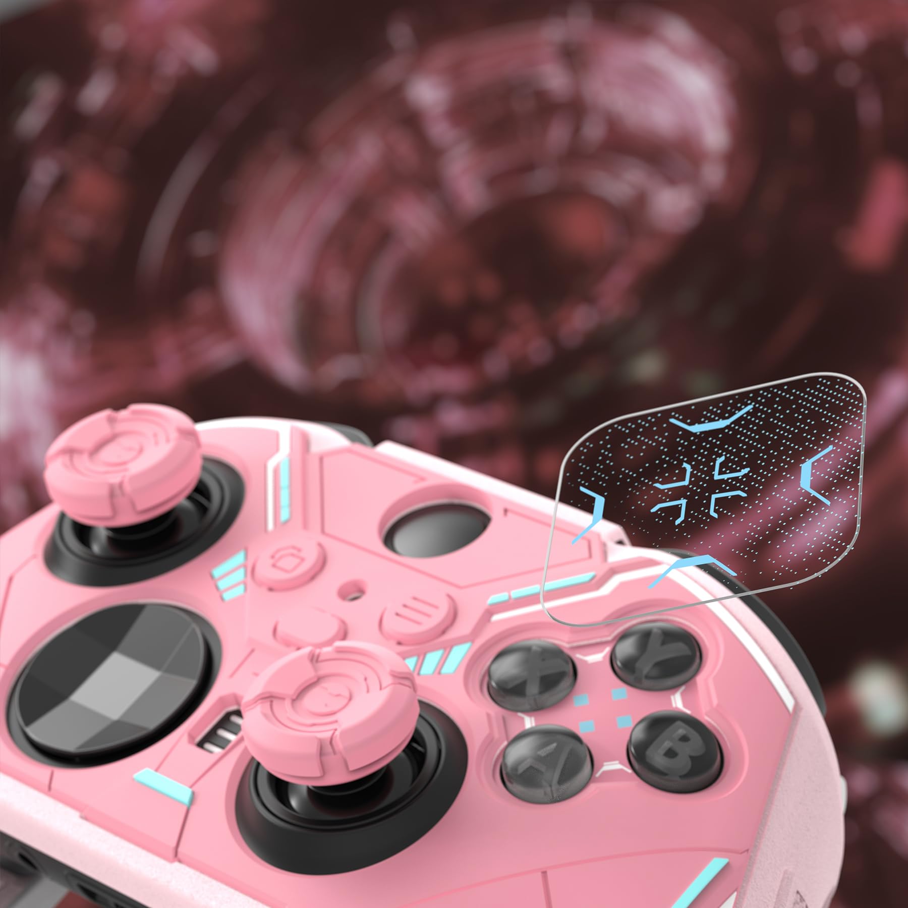 playvital Coque Manette pour Xbox Elite Series 2 Core avec Capuchon Joystick & Autocollant,Housse Silicone pour Xbox Elite Series 2 Controller Procetive Case-Rose Pêche & Rose Fleuri,Mecha Stellaire