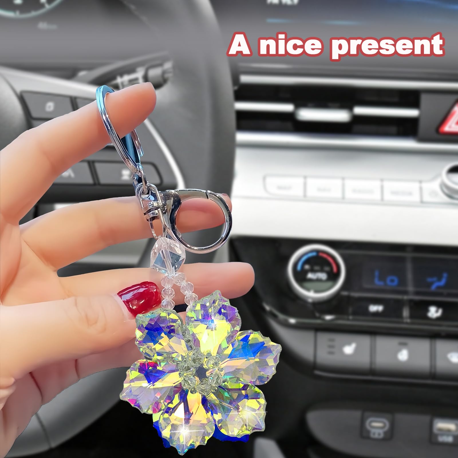 Amazon.com: Crystal Glass Flower Bling Keyring, Multi-Color Art