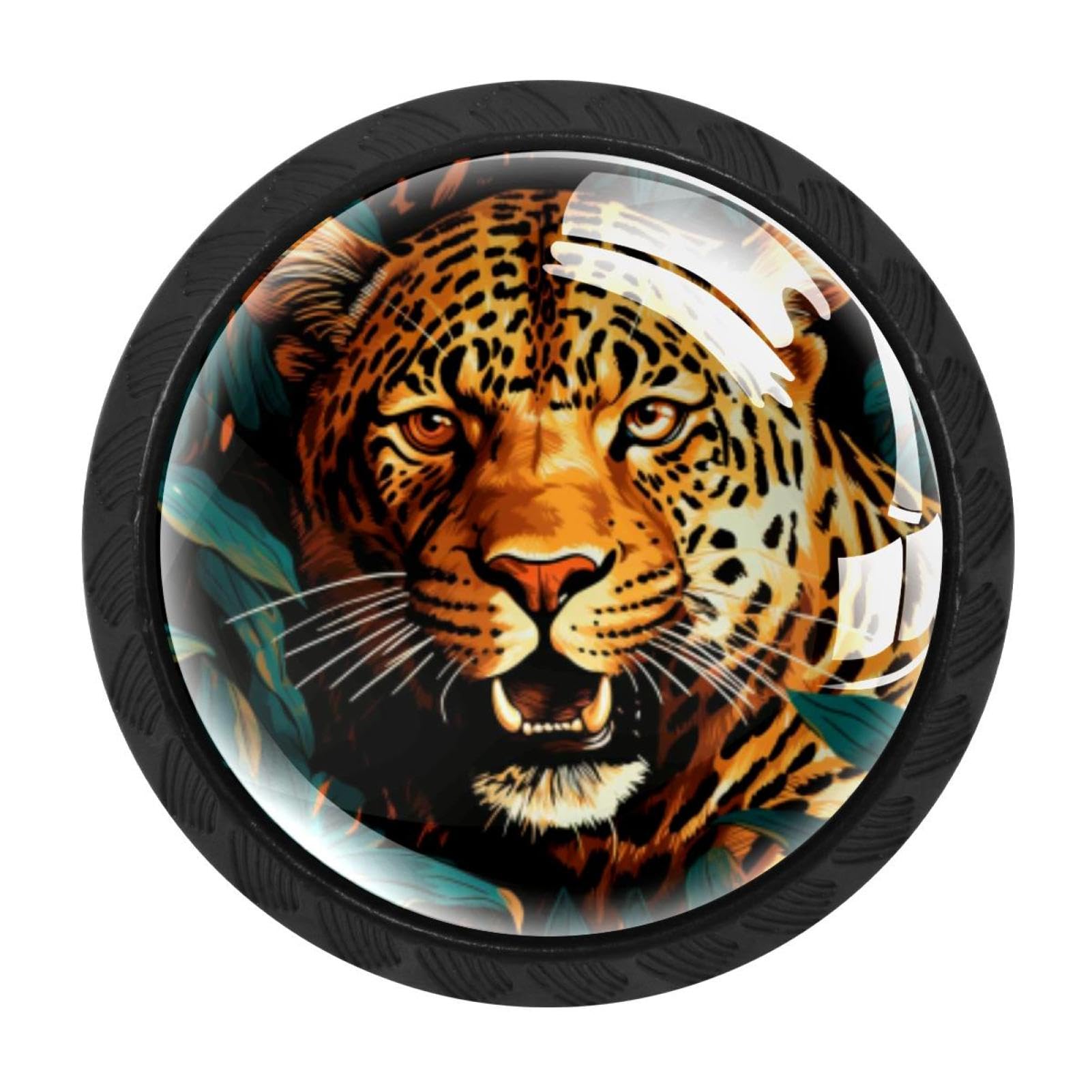 CHENZZZZ 4 Pack Cabinet Handles Black Leopard Cabinet Knobs Draw