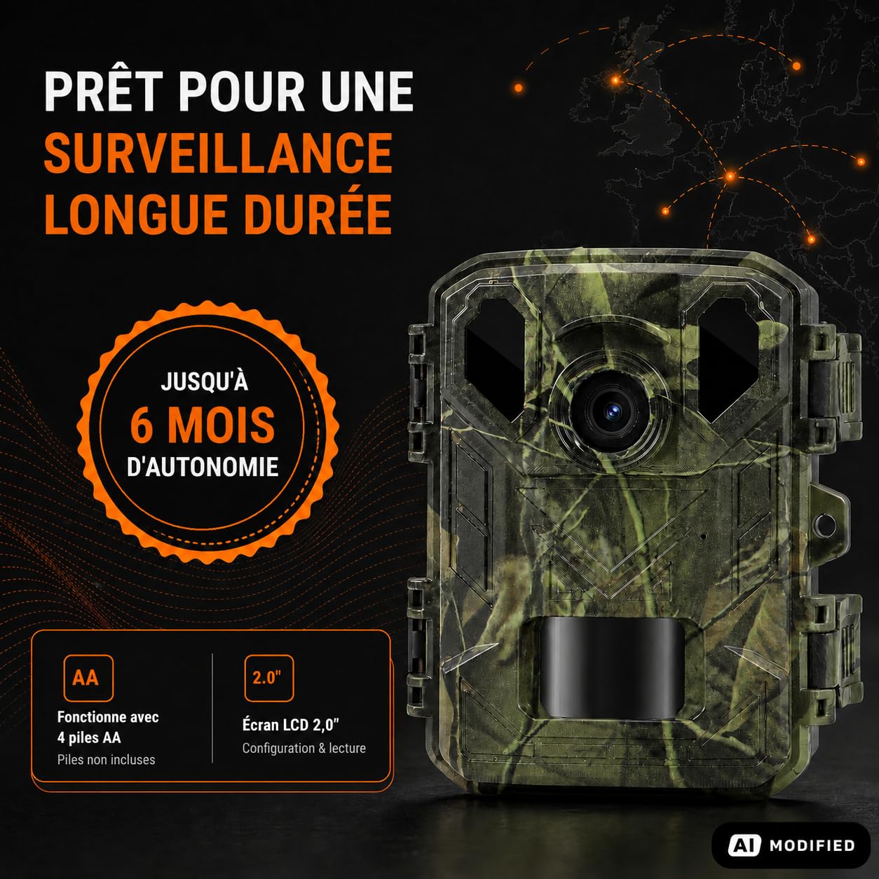 Denver Caméra de Chasse 4K 50MP, Piège Photo Animaux Vision Nocturne | 4K interpolée, 50MP interpolés, PIR 20m, Vision nocturne IR, 120°, LCD 2", IP66, MicroSD, 4xAA