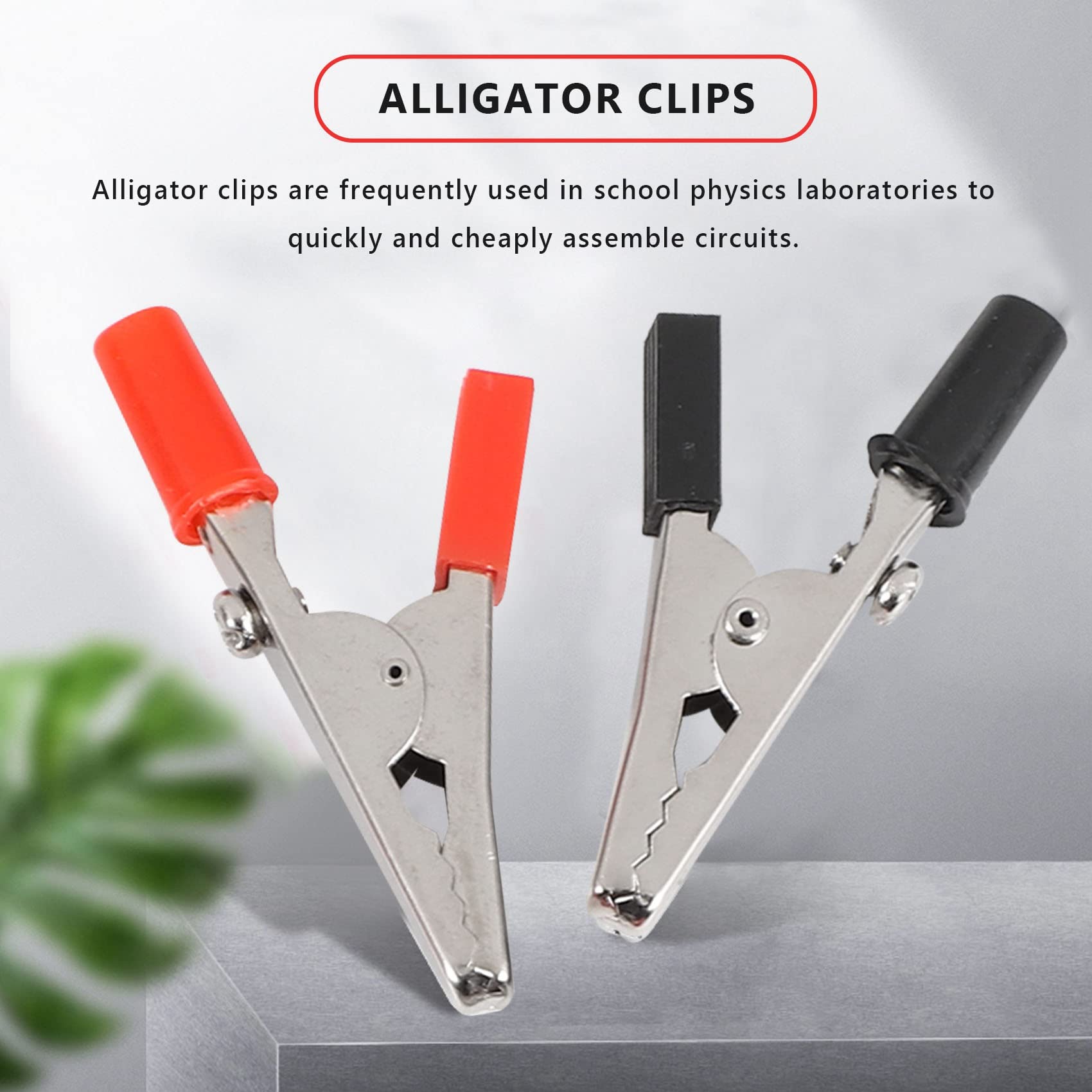 Lot de 10 pinces crocodiles en métal avec poignée en plastique de 50 mm