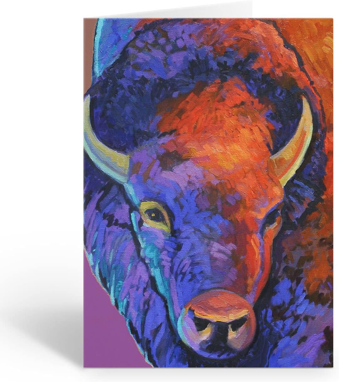 Stonehouse Collection | Variety of Buffalo Note Cards | Southwest | USA Made | Set of 12 Assorted Rancher Style Thank You, Blank Note Cards (Assorted Buffalo)