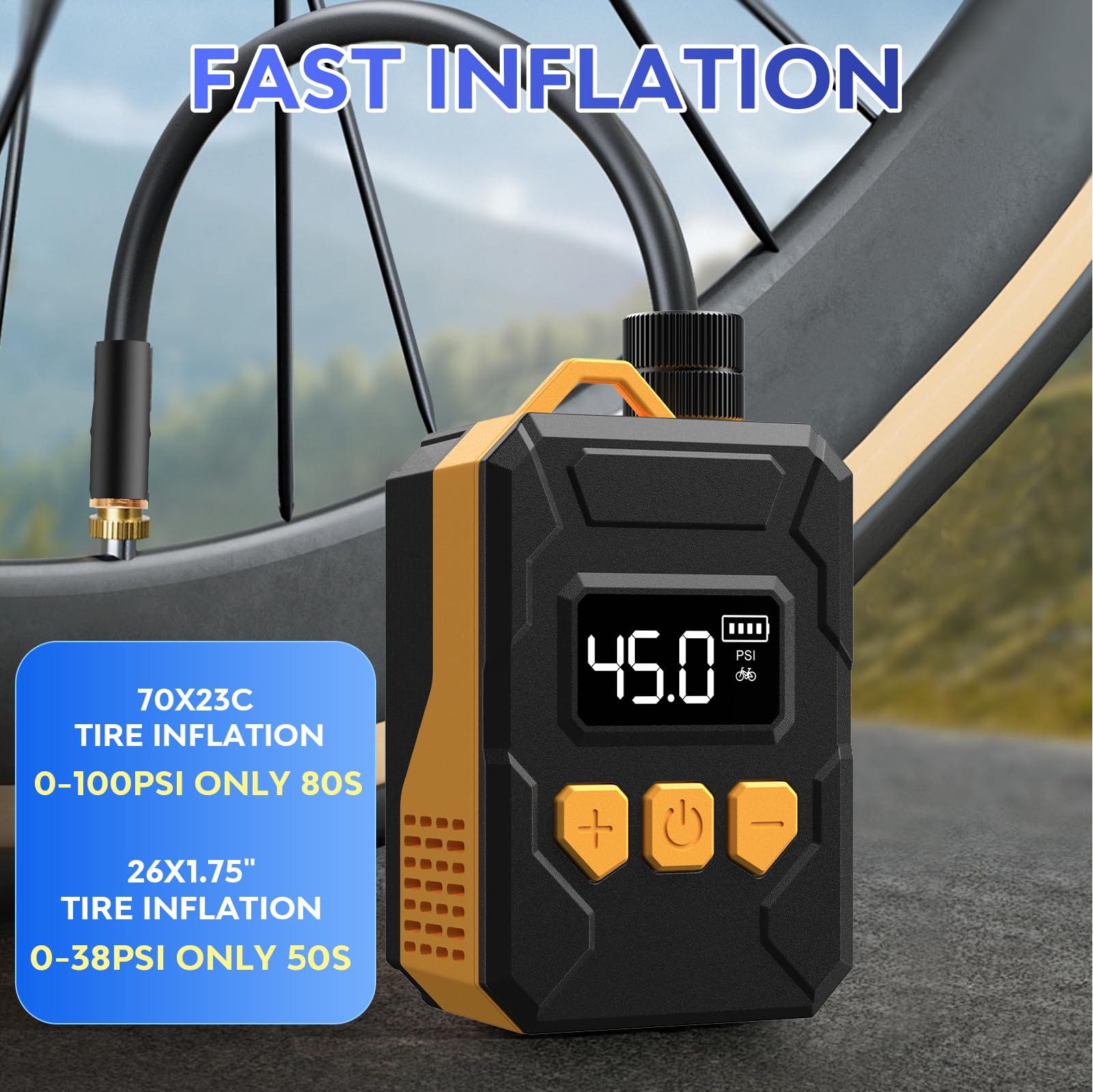Mini pompa per bicicletta, 120 psi, pompa per bicicletta elettrica, pompa portatile per bicicletta con valvola Presta e Schrader, per bici da strada, mountain bike, bici urbane