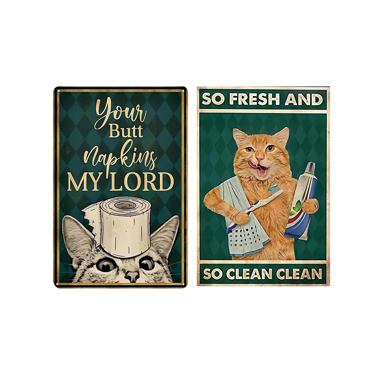 Vintage Black Cat Metal Sign, Your Butt Napking My Lord and So Fresh And So Clean Clean Funny Cat Sign Bathroom Wall Decor, Cat Retro Metal Tin Sign Gift For Cat Lovers 8x12″