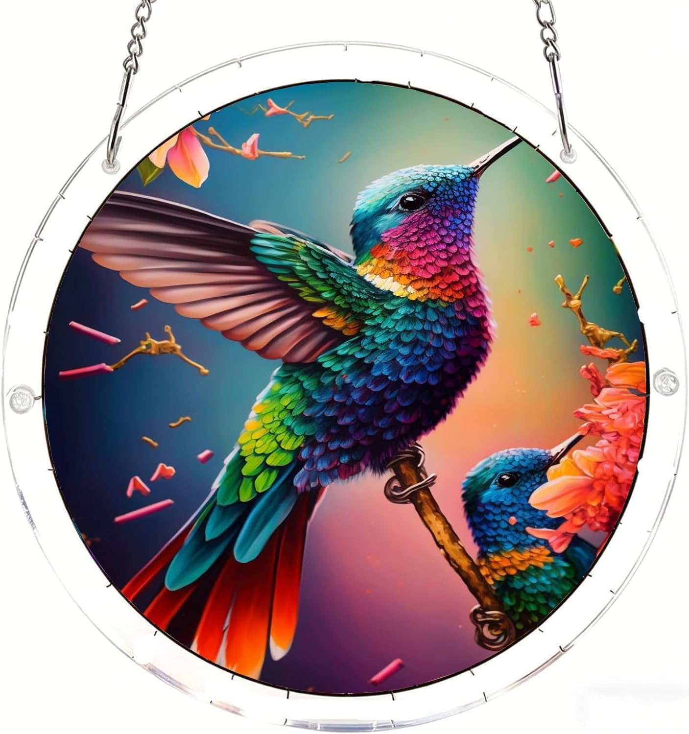 Colorful Hummingbird- Acrylic Jigsaw Puzzles Suncatcher, 8.9 Inch Window Hanging Suncatcher Acrylic Puzzle, DIY Home Decor Art Gift