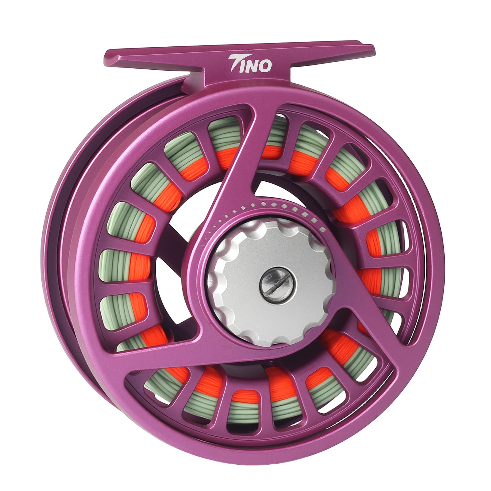 Maxcatch TINO Fly Fishing Reel, Large Arbor Trout Fly Reel: 3/4,5/6,7/8 Weight (Reel with Line Pre-loaded (Purple), 5/6wt)