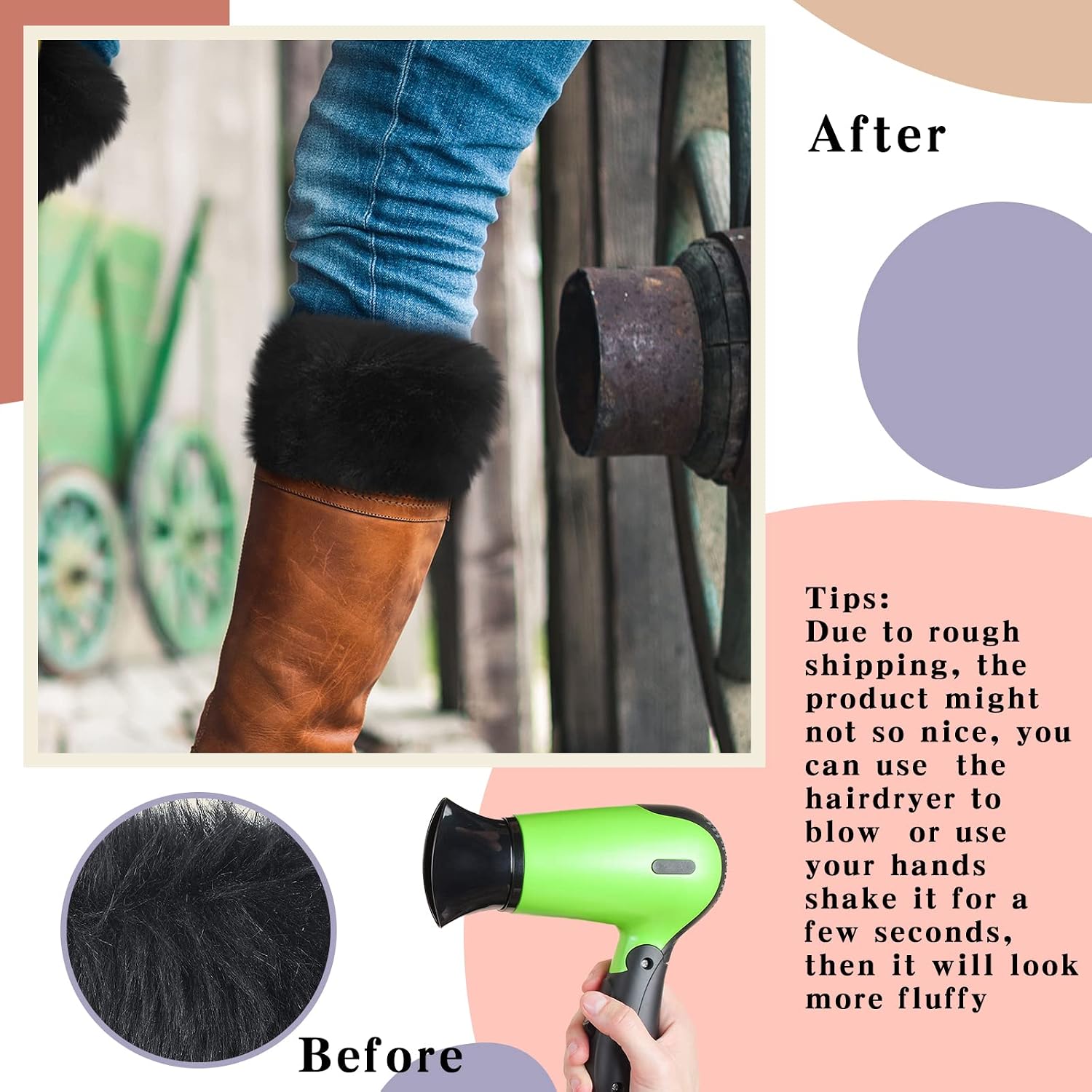 Bencailor Winter Fluffy Leg Warmers and Wrist Cuffs Warmers Set, Include Boot leg Cuffs Furry Fingerless Gloves