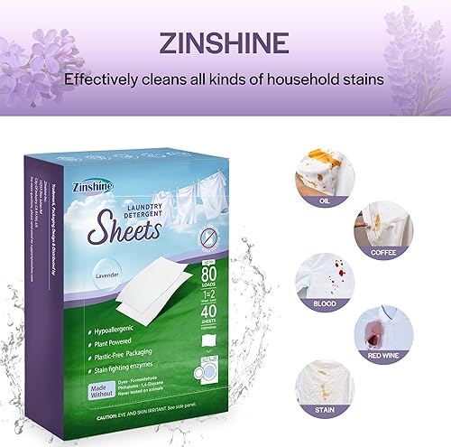 Miniatura 4 de Hojas de detergente para ropa, sábanas ecológicas a base de plantas, sábanas hipoalergénicas para lavar  aroma a lavanda  para viajes, apartamentos,