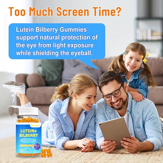 20mg Lutein & Zeaxanthin Gummies with Bilberry, Astaxanthin, Omega 3, Vitamin C, E - Sugar Free Eye Health Supplement for Adults & Kids - Dry Eye Relief, Vision Clarity, Macular Support