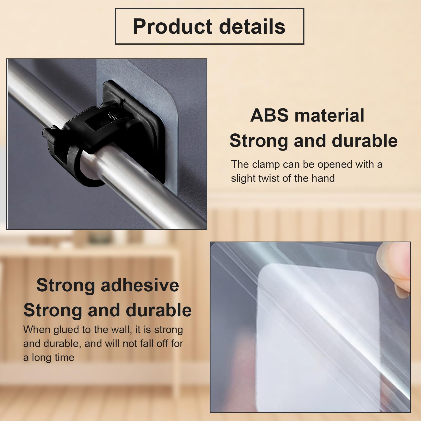 12 Ganci Per Tende Senza Fori - Supporti Adesivi Per Asta Tende, Ideali Per Bagno E Cucina - Foto 8