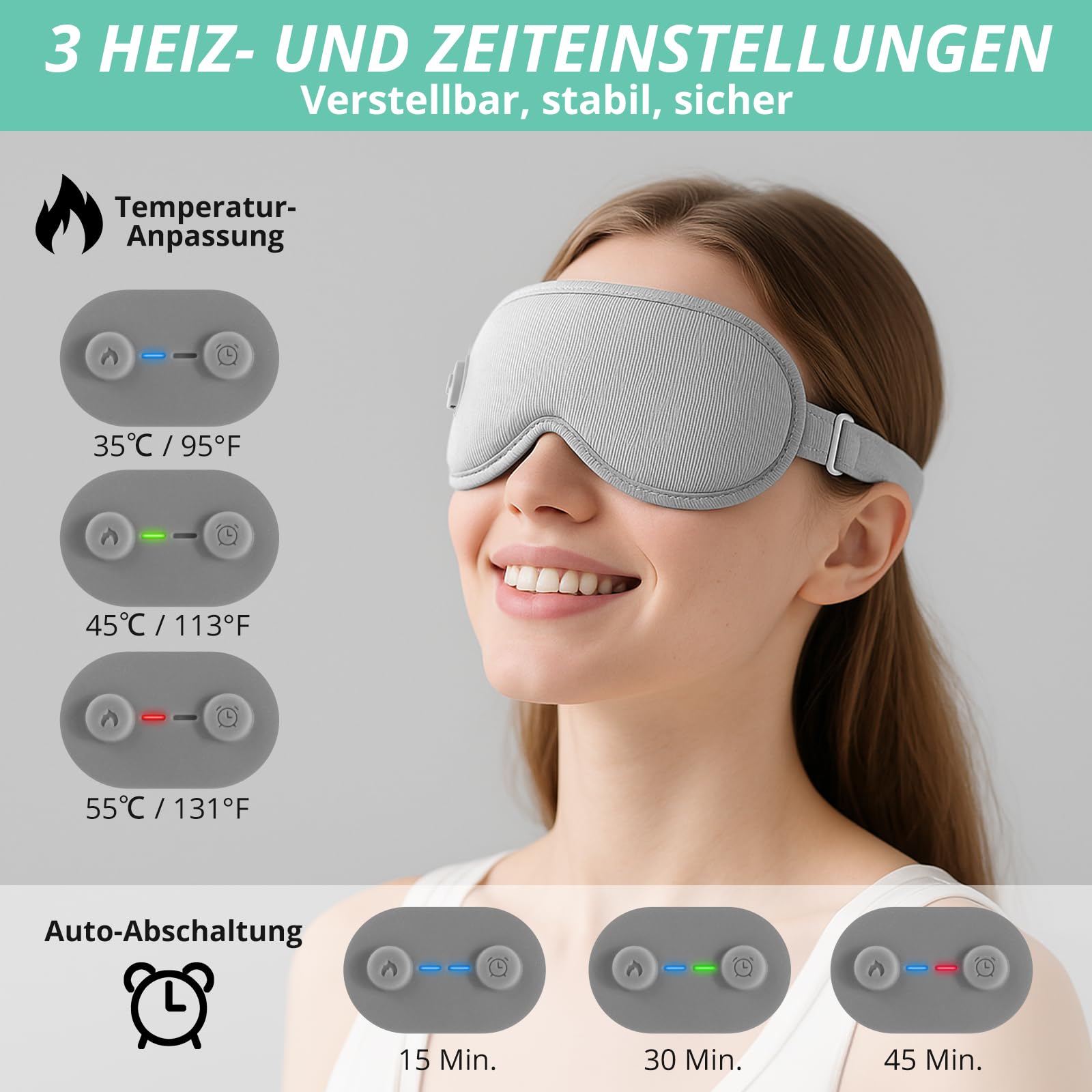 VINTEAM Kabellose Wärmebrille mit Akku – 3D Augenmaske für Trockene Augen, Entspannung und Linderung von Augenbelastung – Verstellbar, Komfortabel und Wiederaufladbar