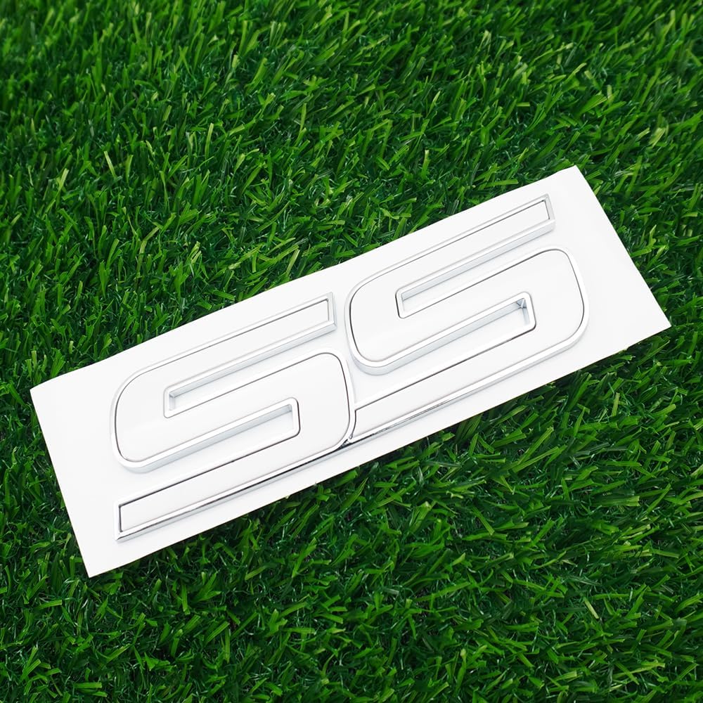 3Pc Front Door SS Emblem 3D Badge Sticker Nameplates Replacement for 2006-2010 Impala Equinox HHR Carlo SSR Trailblazer 15211285 Origianl Size (White)