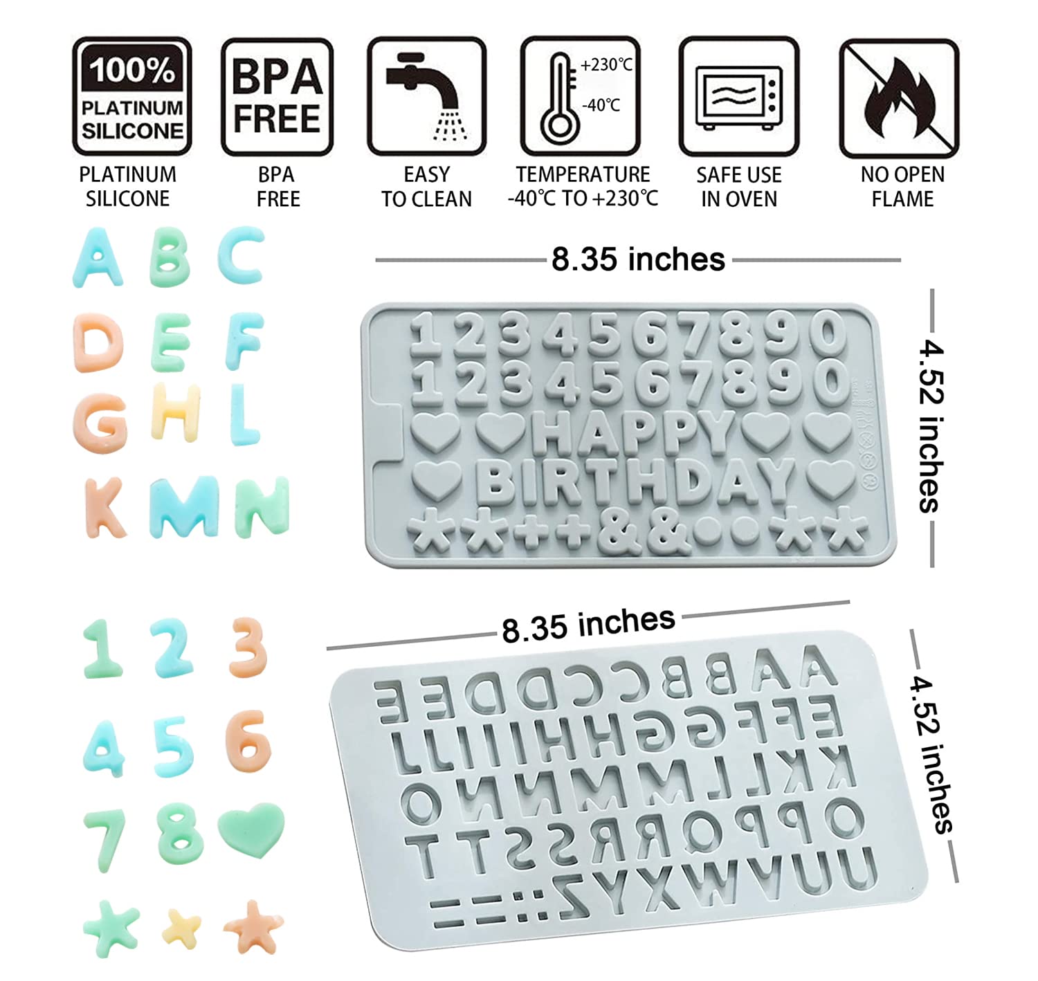 Amazon.co.jp: Verdental シリコン文字型と数字 キャンディー型 2個