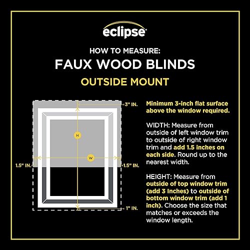 Miniatura 9 de Eclipse Persianas de madera sintética de 2 pulgadas, 33 pulgadas de ancho x 72 pulgadas de largo, color blanco, persianas inalámbricas, certificadas