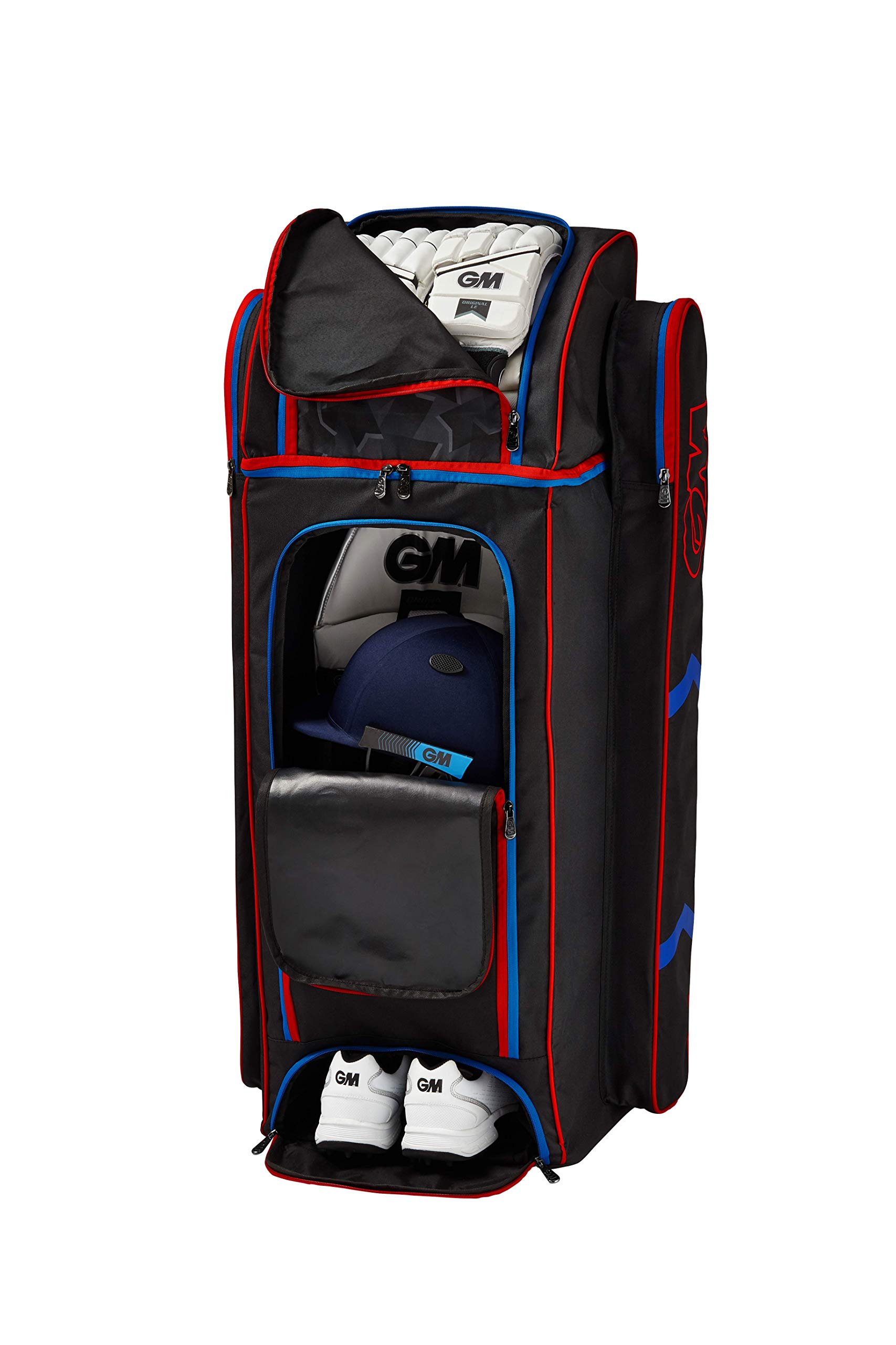 GM Cricket Sac de Cricket Unisexe pour Adulte Noir/Rouge/Bleu Taille Standard