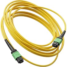 1M MPO Fiber Patch Wire Single Mode 8-Core Female to Female Type B Optical Cable 40G 9/125um Jumpers Cord 1M/3FT Compatible MTP, Length Options 1m-20m