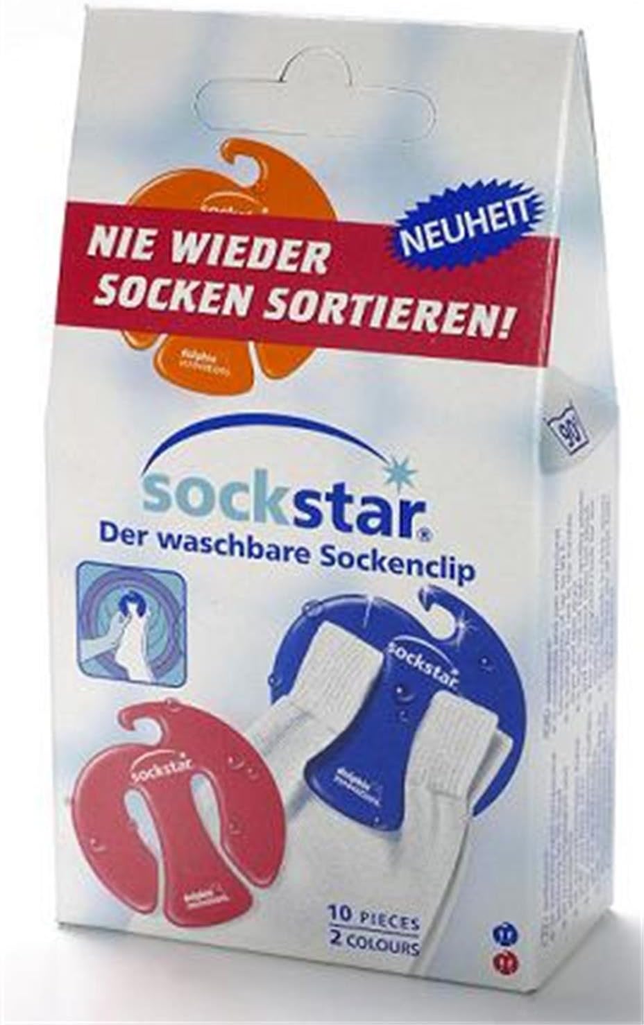 SockStar Sock Clips - Colorful Basic Line Pack (10 clips)
