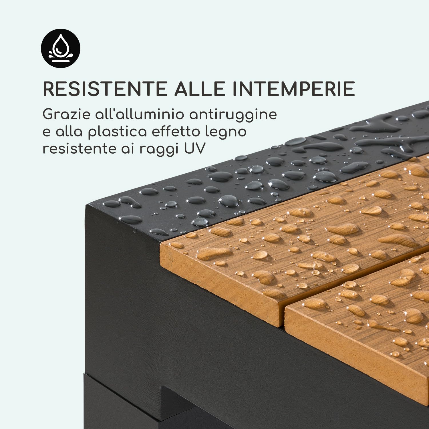 blumfeldt Menorca Expand - Tavolo da giardino, allungabile, alluminio/plastica imitazione legno, verniciato a polvere, gambe regolabili, superficie del tavolo max. 213 x 95 cm, chiaro/teak