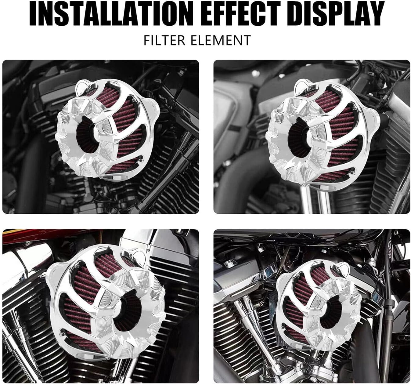 Chrome Air Cleaner Intake Filter 09004-0119 Fits for Dyna Touring Road Glide King Softail Air Cleaner Intake Filter