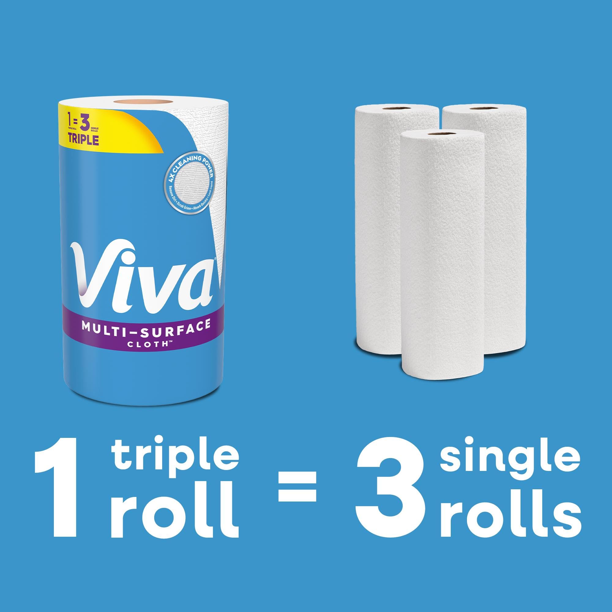 Viva Toallas de papel de tela multisuperficie, 12 rollos triples, 165 hojas por rollo
