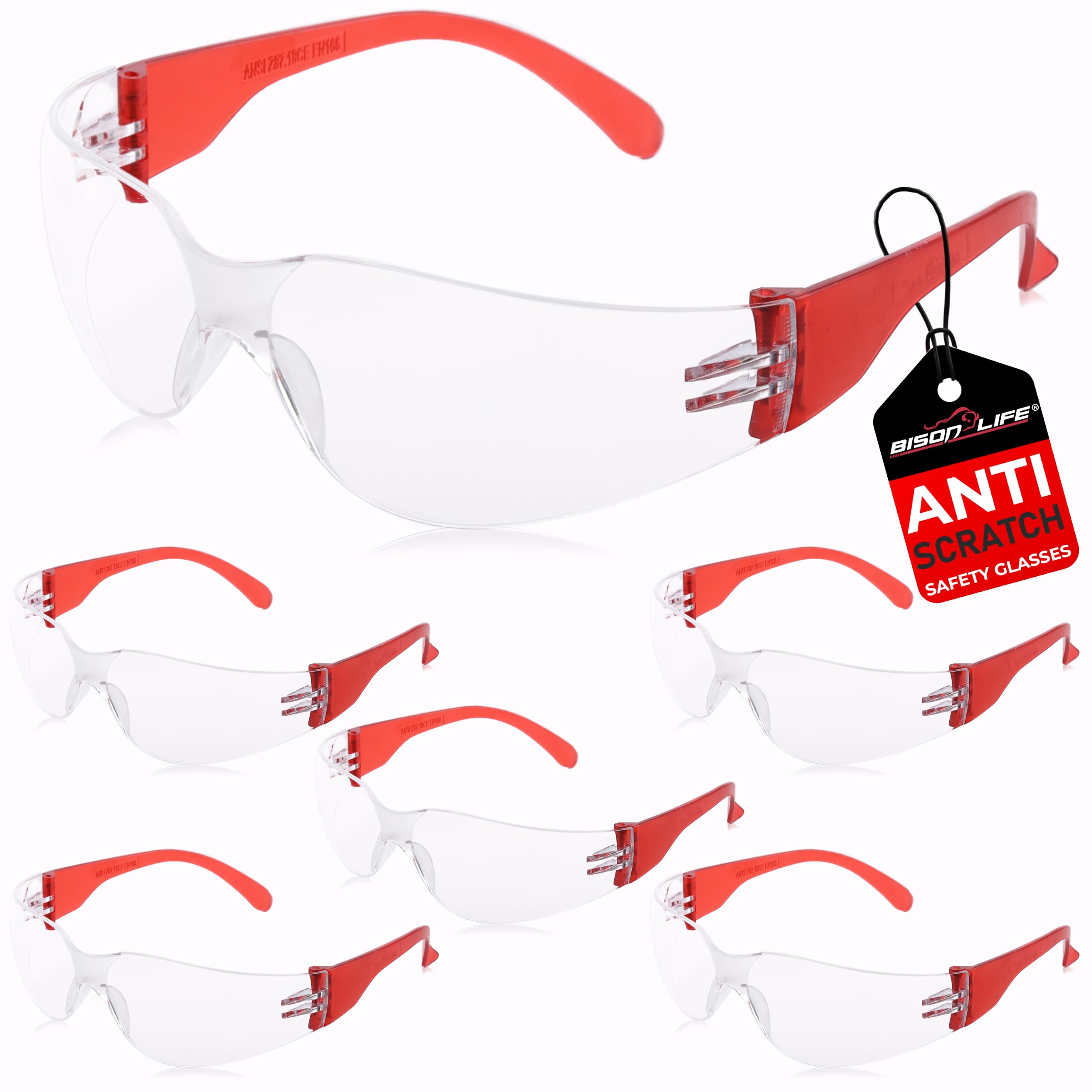 BISON LIFE Clear Safety Glasses for Men & Women, ANSI Z87.1 Certified,12Pk — Amazon image 14