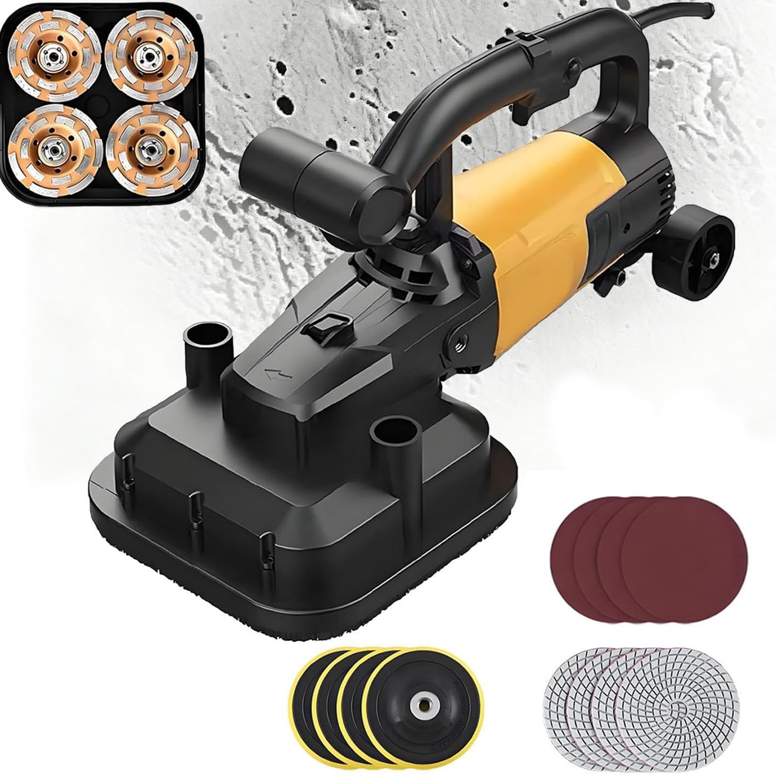 Levigatrice per calcestruzzo 3800 W, 6 Livelli con Gruppo a 4 Teste