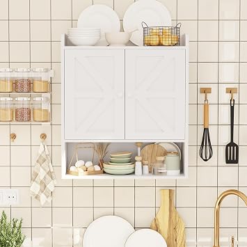 Bathroom Wall Cabinet, White Over-Toilet Storage with Adjustable Shelves