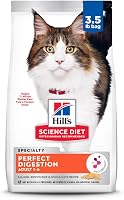Hill's Science Diet Perfect Digestion Adult Cat Food, Salmon Dry with Brown Rice & Oats, 3.5 lb - Vet #1 for Gut Health