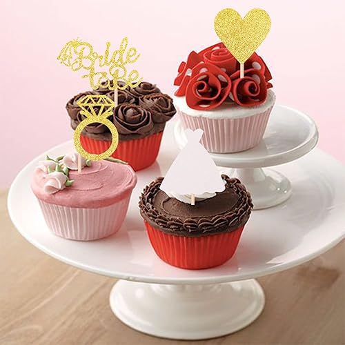 Miniatura 12 de 36 piezas de adornos de diamantes para cupcakes con purpurina de diamantes para bodas, compromisos, despedidas de soltera, cumpleaños, aniversario