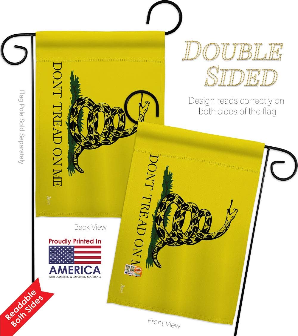 Gadsden Garden Flag Set Wall Holder Americana US Historic July Memorial Veteran Independence United State American Small Decorative Gift Yard House Banner Double-Sided Made In USA 13 X 18.5