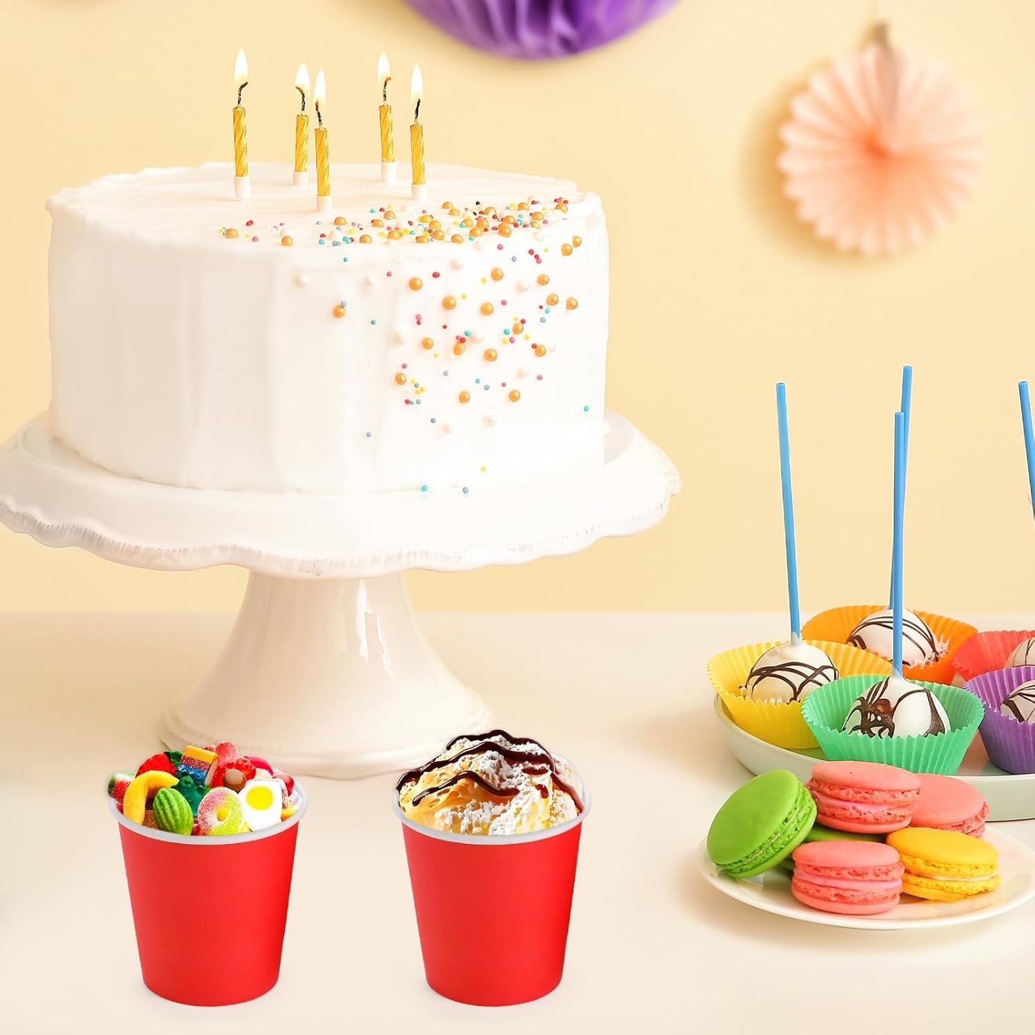 Wuadua 100 Pack 3 oz Red Disposable Paper Cups - Sturdy and Leak-Proof for Parties, Events, Office, Home Use Disposable Mouthwash Cups - Ideal for Hot/Cold Drinks, Smooth Rim Design, Eco-Friendly - Image 6