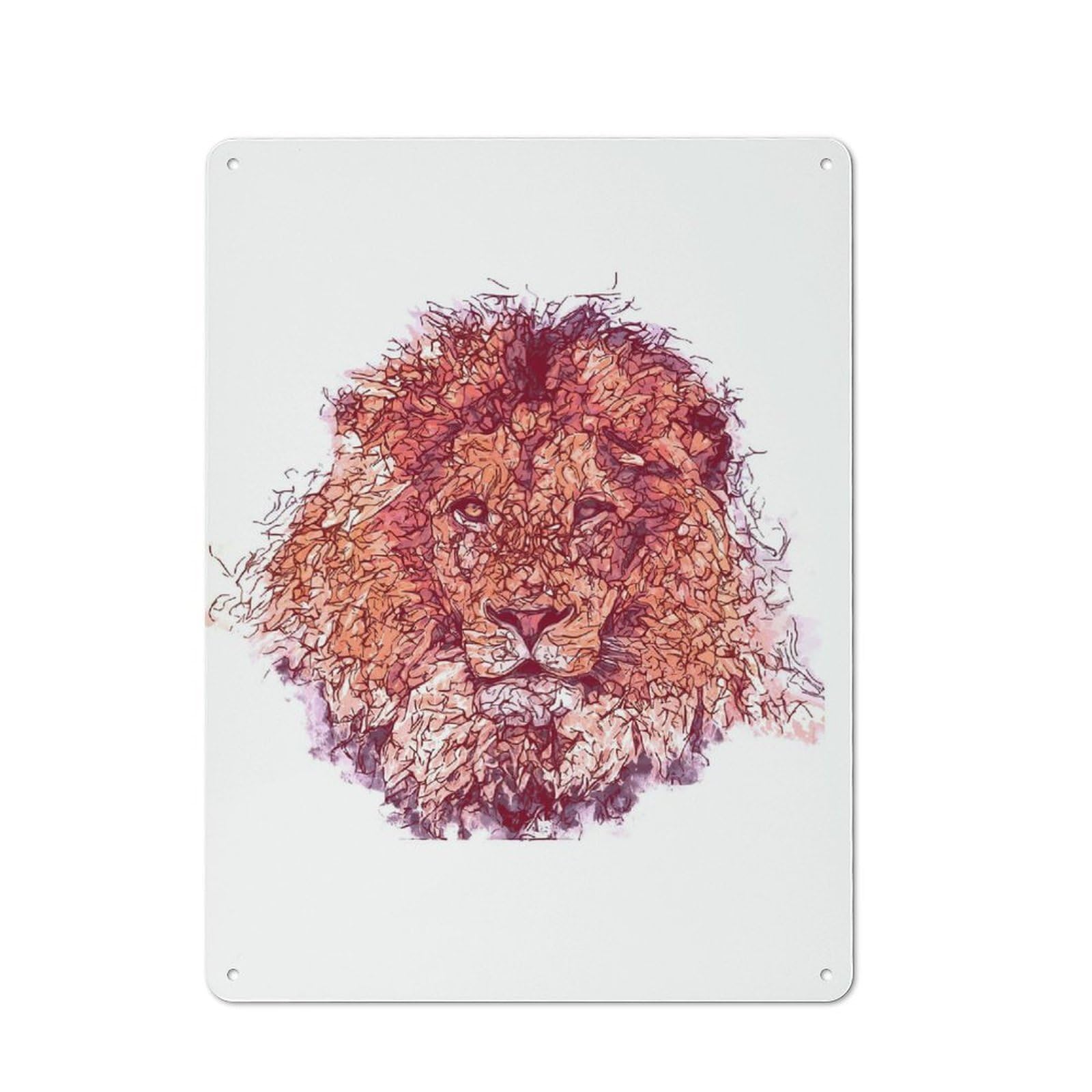 Junmoney A King Lion Rustic Metal Wall Sign 40X30cm For Kitchen Or Home Bar, For Garage, Workshop And Man Cave Decoration