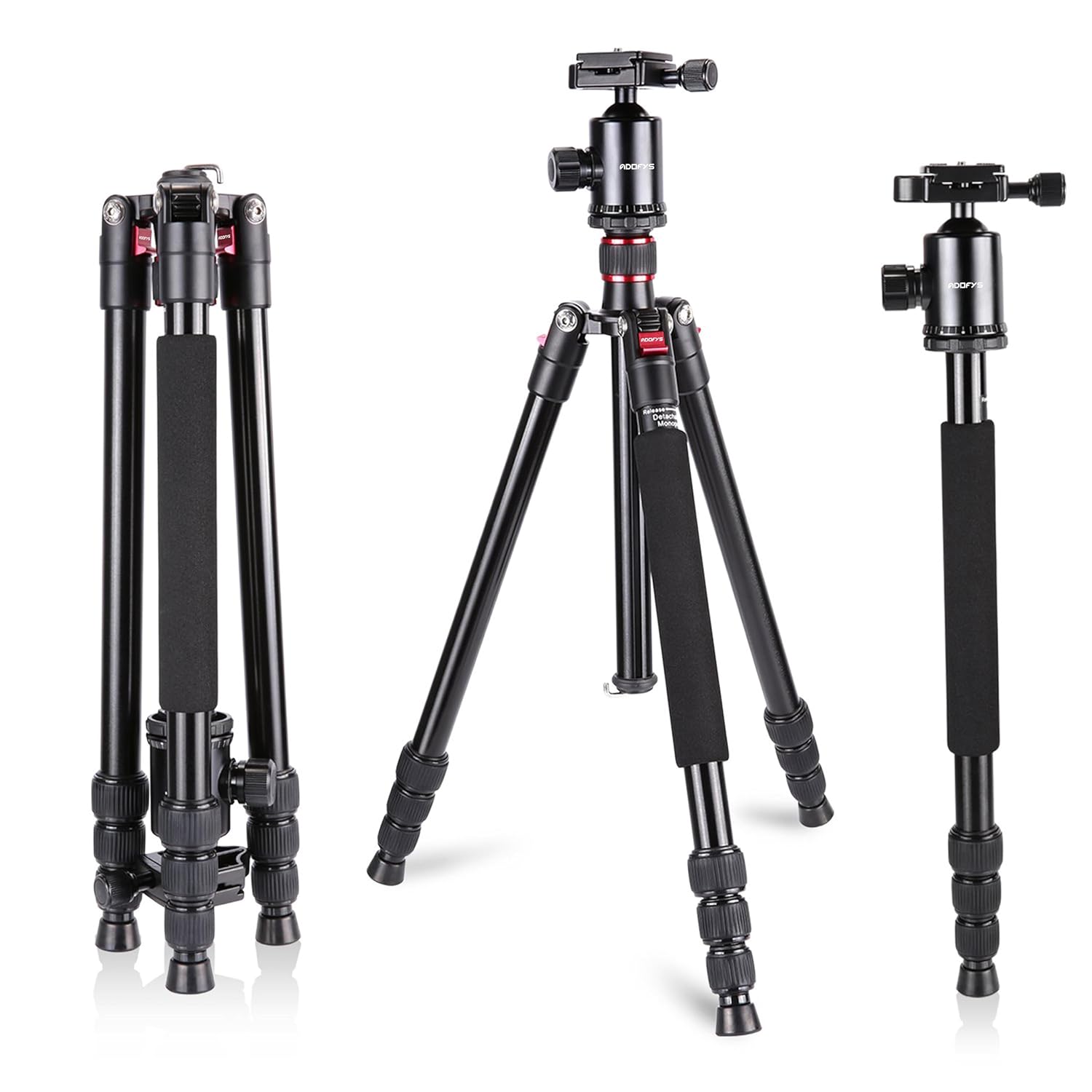 Adofys Professional Aluminium Alloy 67 inches/170 Centimeters Camera Travel Tripod Monopod with 360 Degree Ball Head,1/4 inch Quick Shoe Plate and Bag for DSLR Camera up to 12 kilograms Adofys Professional Aluminium Alloy 67 inches/170 Centimeters Camera Travel Tripod Monopod with 360 Degree Ball Head,1/4 inch Quick Shoe Plate and Bag for DSLR Camera up to 12 kilograms