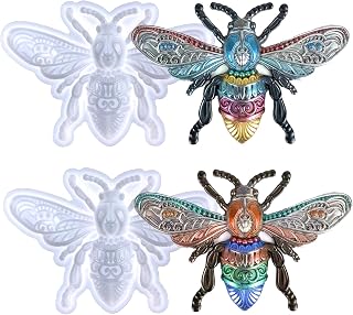 Wehous 2PCS Large Bee Silicone Resin Molds - 3D Vivid Bee Shape for Epoxy Crafts, Jewelry Pendants, Cake Fondant & Wall Ornaments