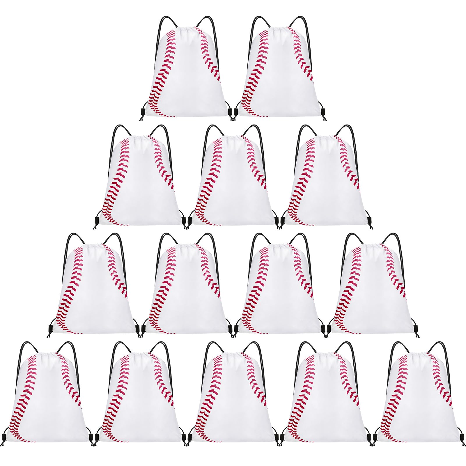 Grneric 14 Pcs Drawstring Bags Softball Baseball Basketball Football Goodie Favor Bags Cinch Bag Sackpack for Sports Teams (Baseball)