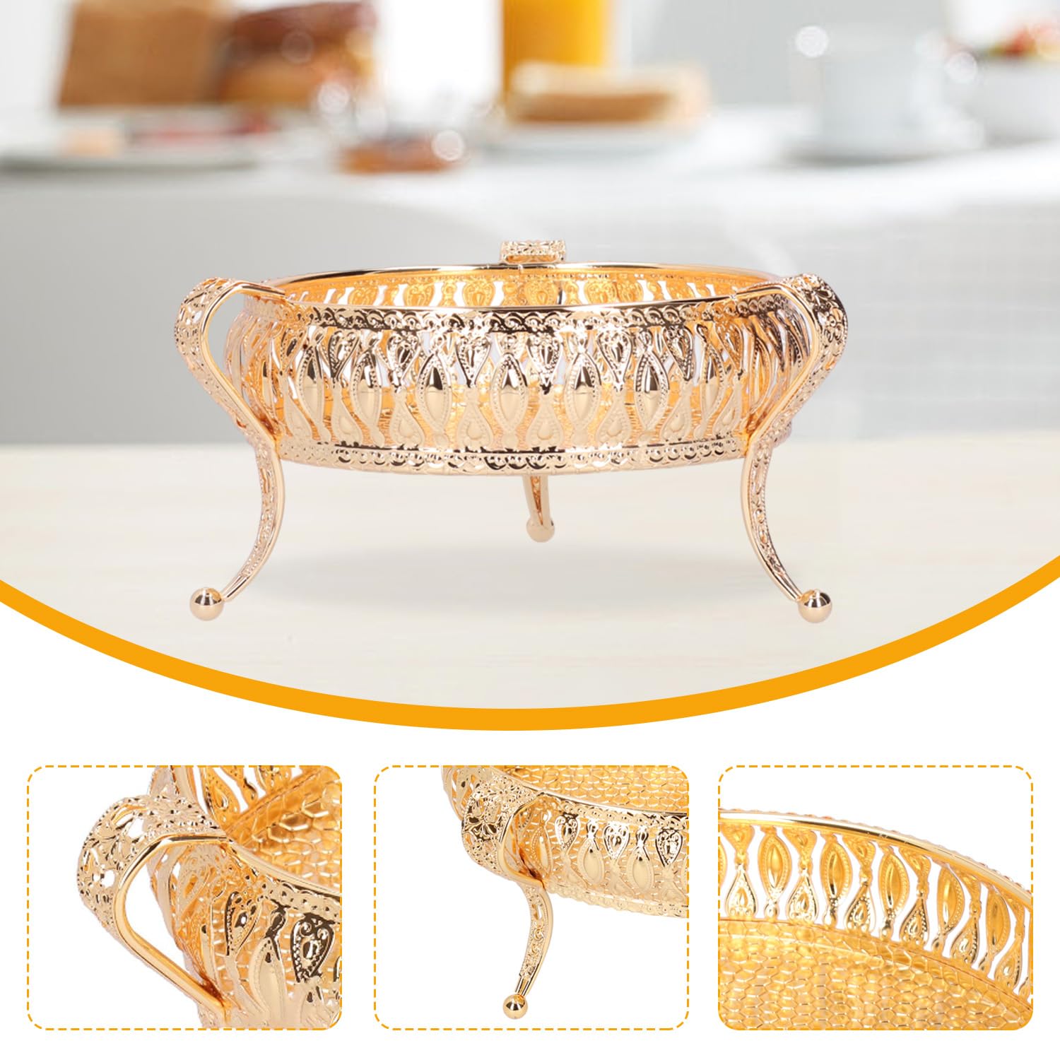 Decoratief dienblad, metalen plaat oosters, tafeldecoratie 25cm