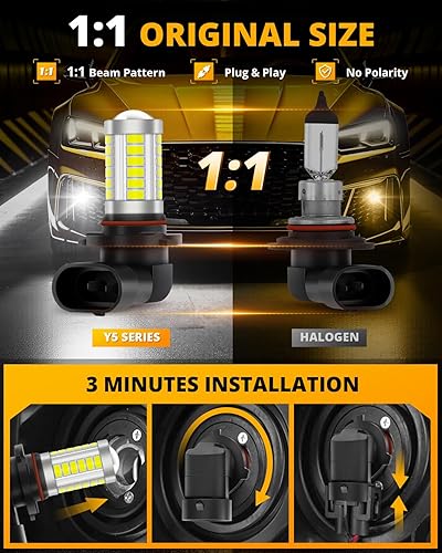 Miniatura 2 de Auxbeam 9005 9006 H10 Bombillas LED antiniebla de alta potencia 50W 3020 SMD bombilla para luz antiniebla, DRL, luces traseras - Xenón blanco 6500K