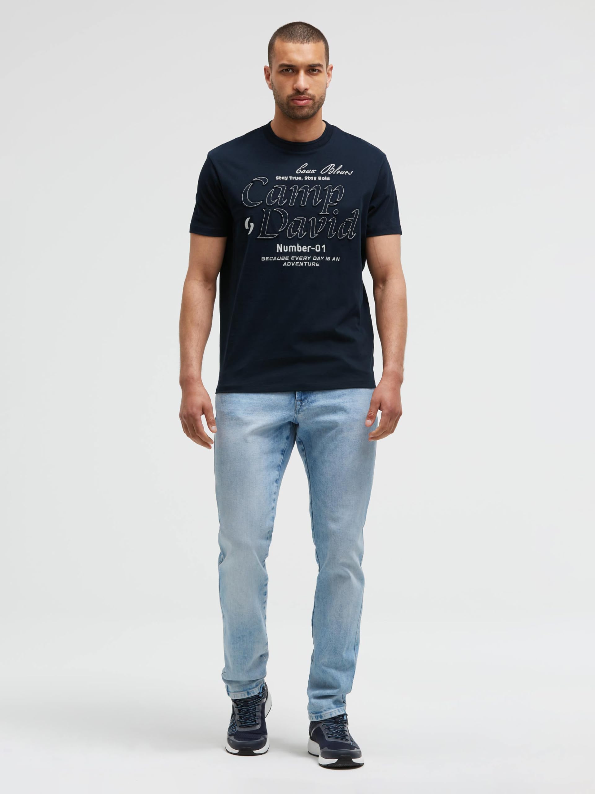 Camp David Maglietta da uomo Relaxed Fit con logo ricamato