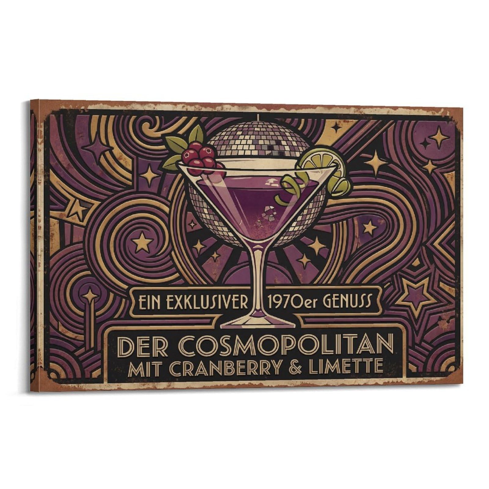 OKAHYS Pink Citrus Poster Aperitif Cocktail Vintage Bar Mixology Modern Decorative Canvas Prints - Ideal Wall Art for Family, Man Cave, Game Room, Boys & Girls Bedroom 20x30inch