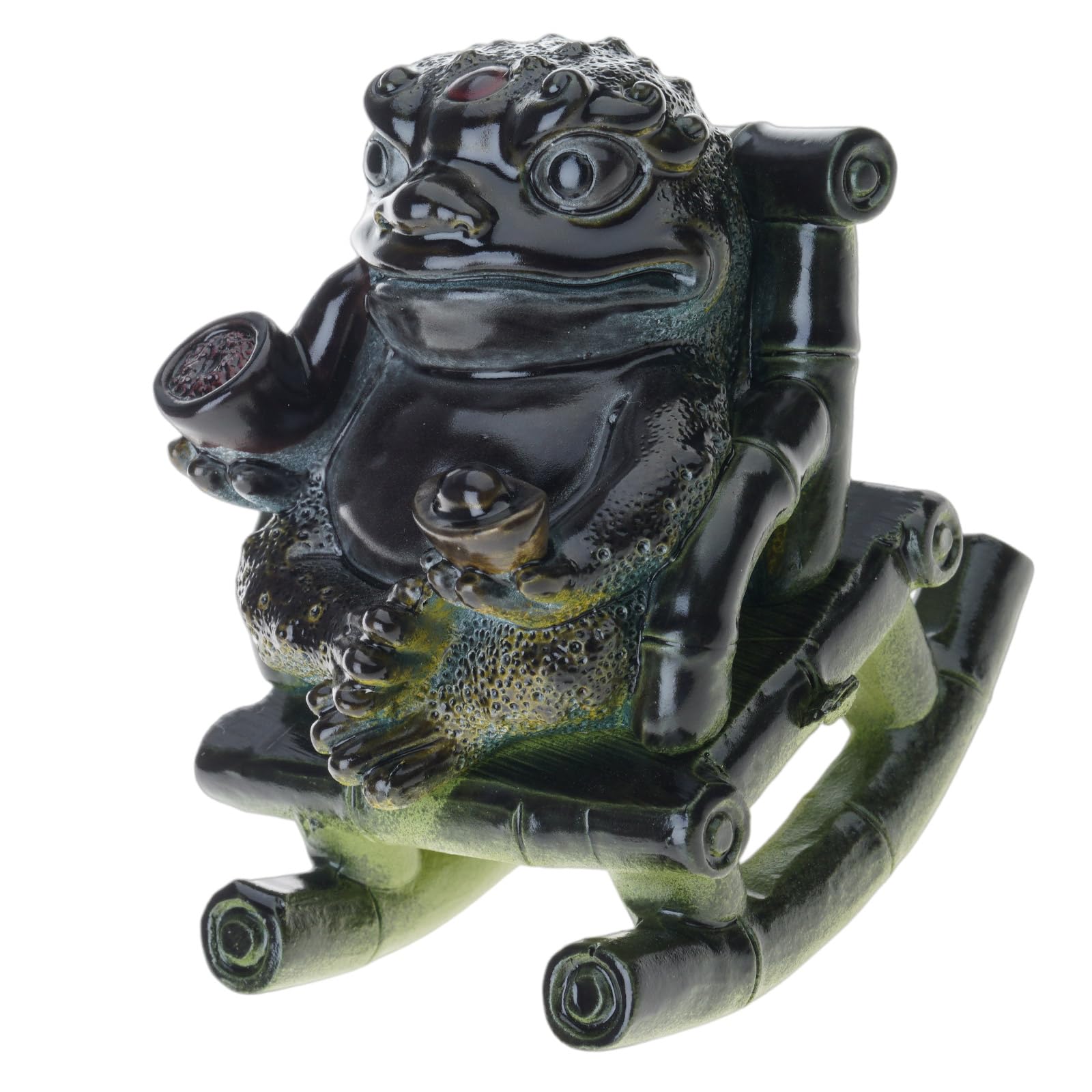 Woedpez Color Changing Resins Rocking Chair Frogs Teas Pet Sculpture for Meditations Decors Gift with Exquisites Craftsmanship Temperature Sensitive Teas Ceremony Decors
