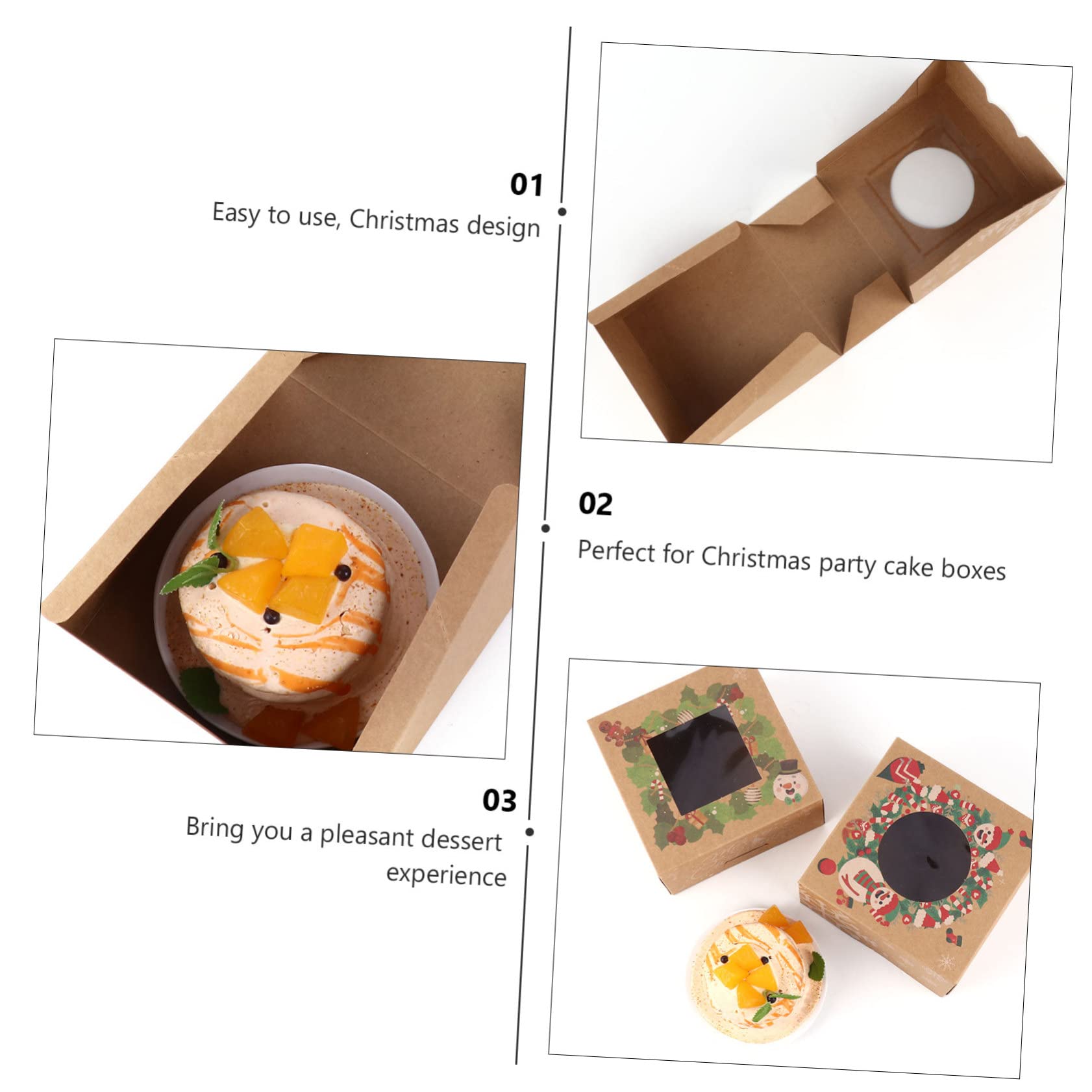 12 scatole di Natale per torte di Natale contenitori per alimenti scatole di imballaggio per torte di Natale scatole da forno scatole per dessert di Natale contenitori per cupcake