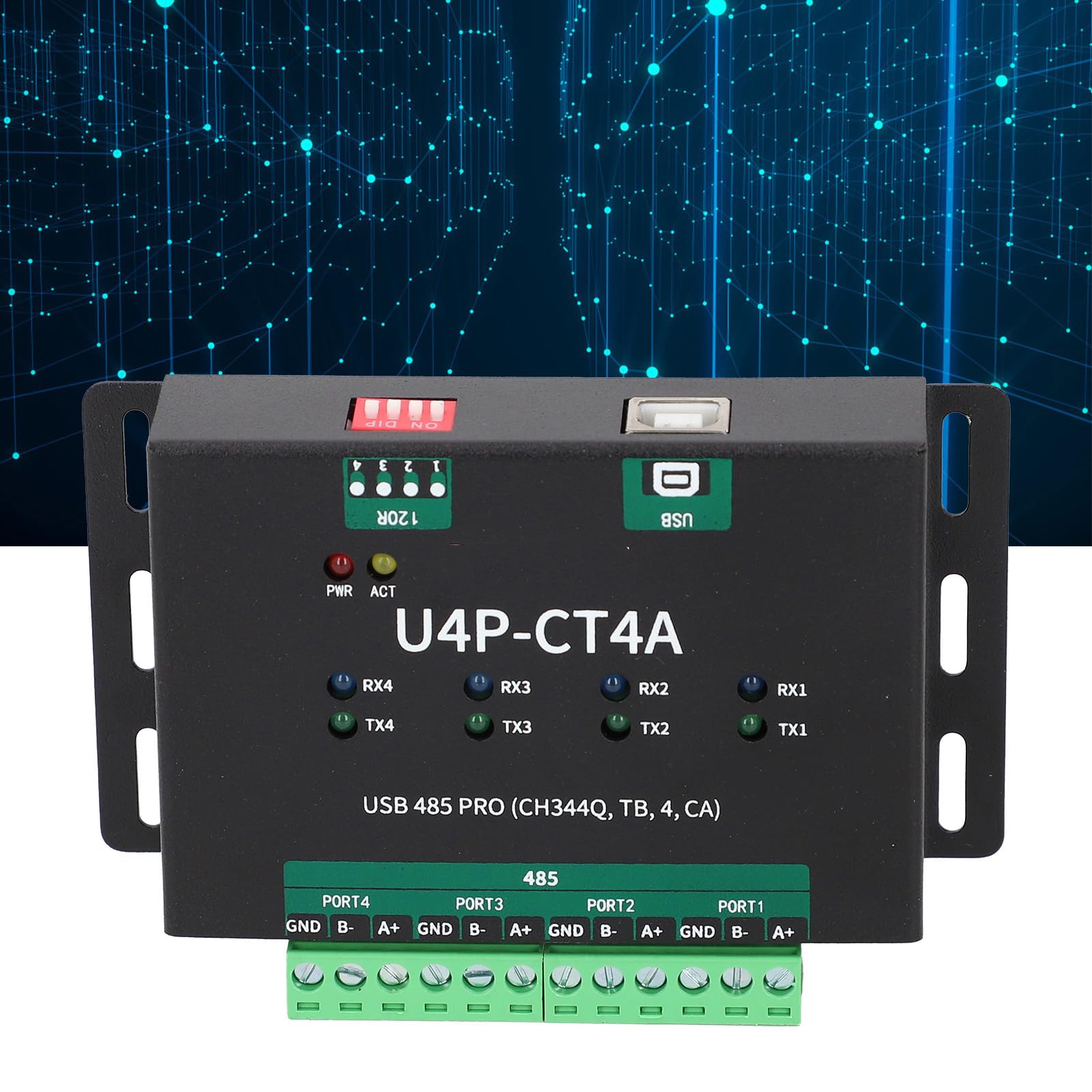 Adaptador USB a RS485, USB a 4 Vías RS485 Módulo de Conversión Cable de Serie para Equipos de Control Industrial, Sobretensión y Trueno Prevención de Descarga de Gases