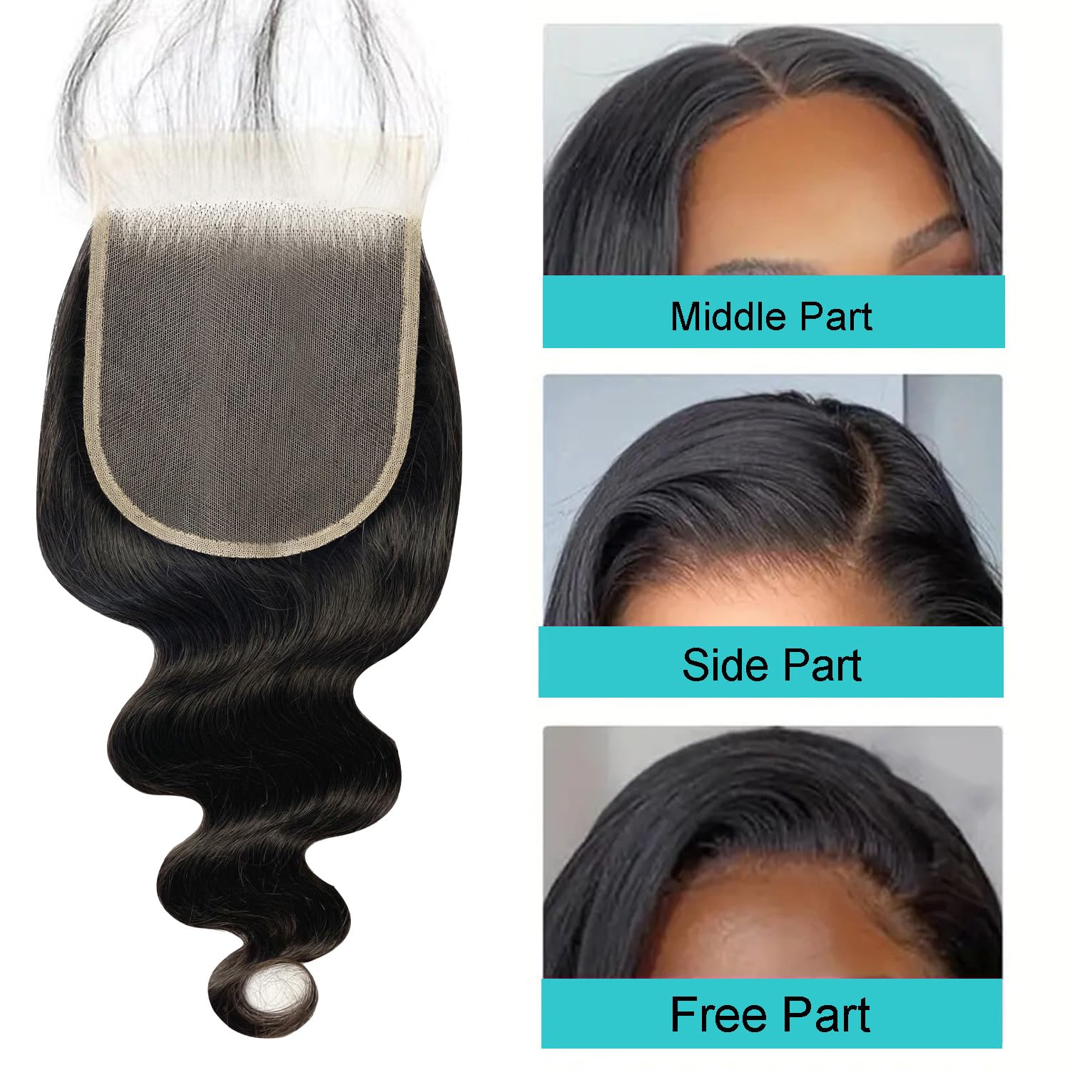 5x5 HD Lace Closure Transparent Frontal 100% Real Body Wave Human Hair HD Lace Closure Only Bleached Small Single Knots Human Hair for Black Women Natural Color(14 Inch)