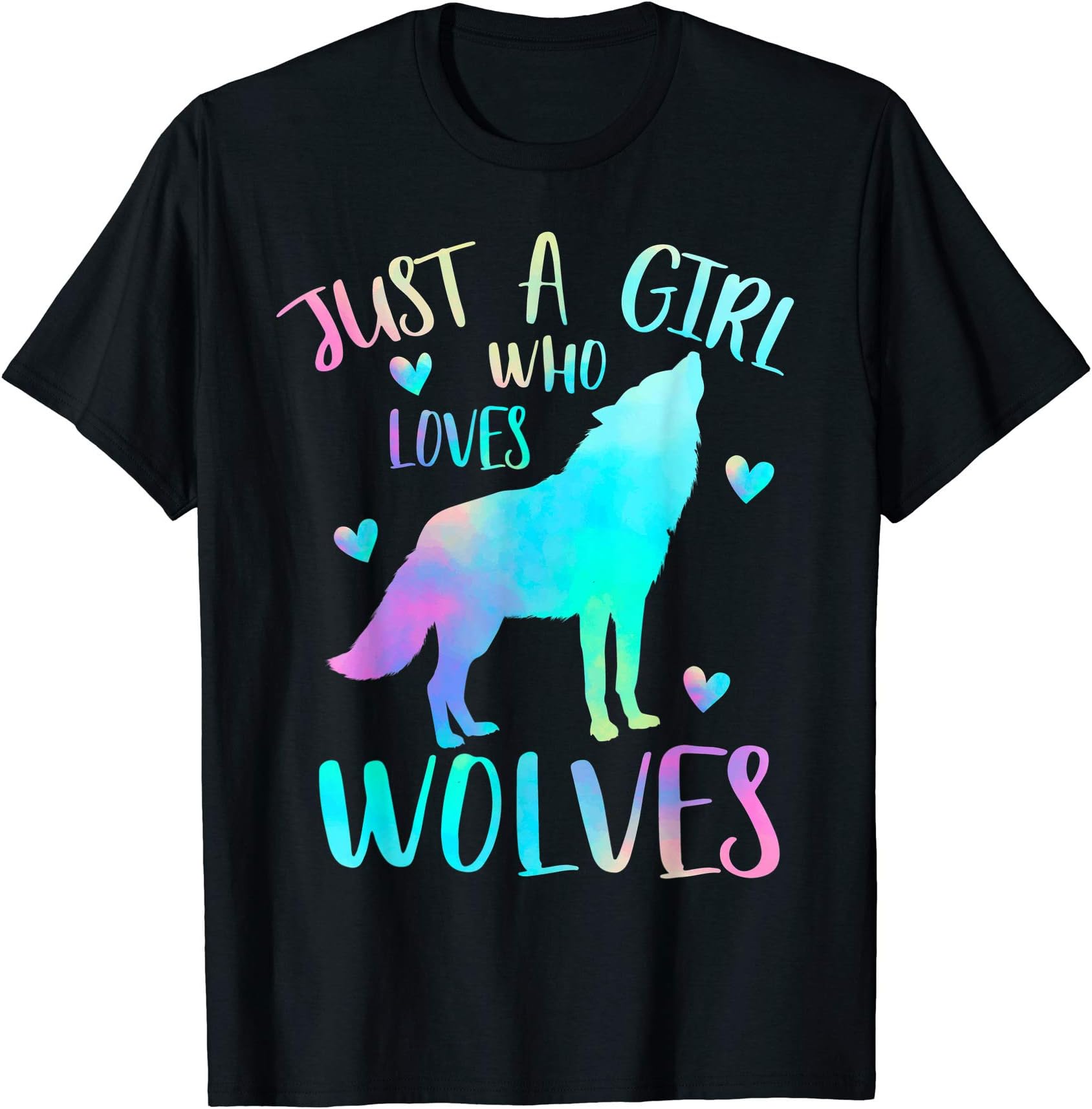Just a Girl who Loves Wolves TS Co.Just a Girl Who Loves wolves Watercolor Cute wolf lover,Short Sleeve T-ShirtOEKO-TEX STANDARD 100