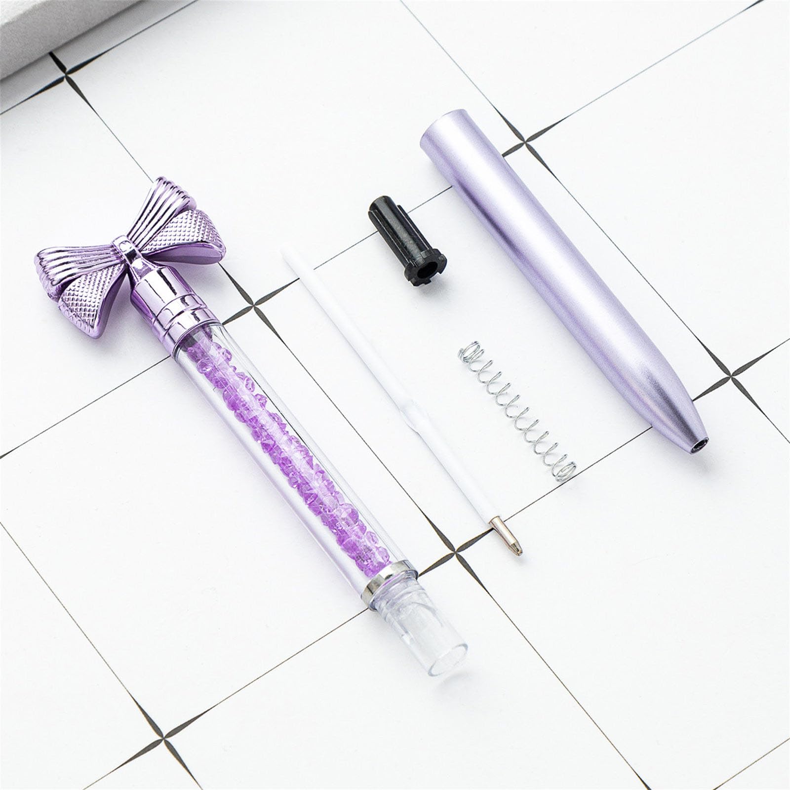 Beadthoven - 10 Penne Morbide Con Pompon In Peluche E Perline Fai Da Te - Penna A Sfera Personalizzabile Orchidea