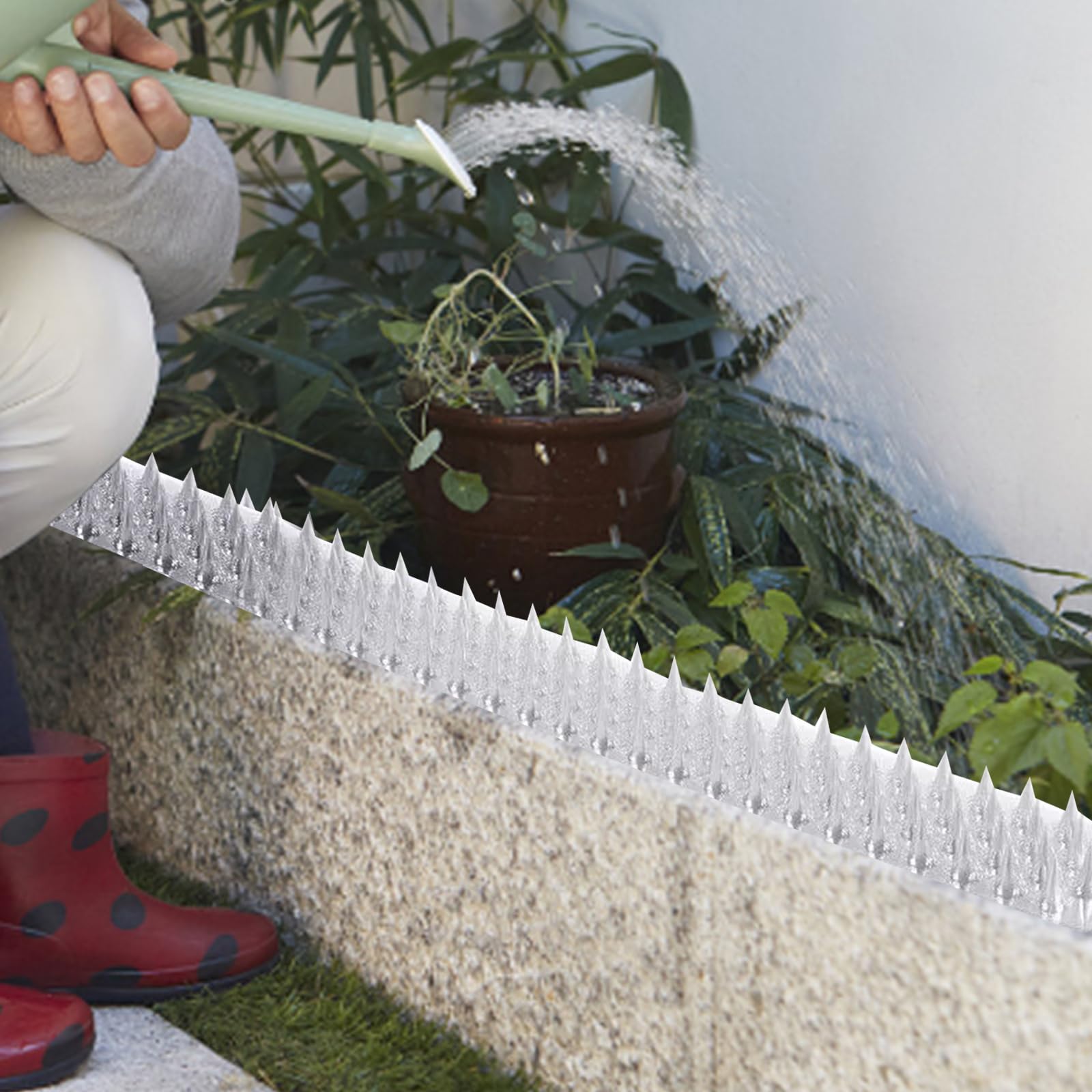 Esterilla de protección para gatos para exteriores, de plástico para jardín, entrenamiento disuasorio para interiores y exteriores, dispositivo de esteras de espiga, 42 x 8,2 x 2 cm (10 unidades),