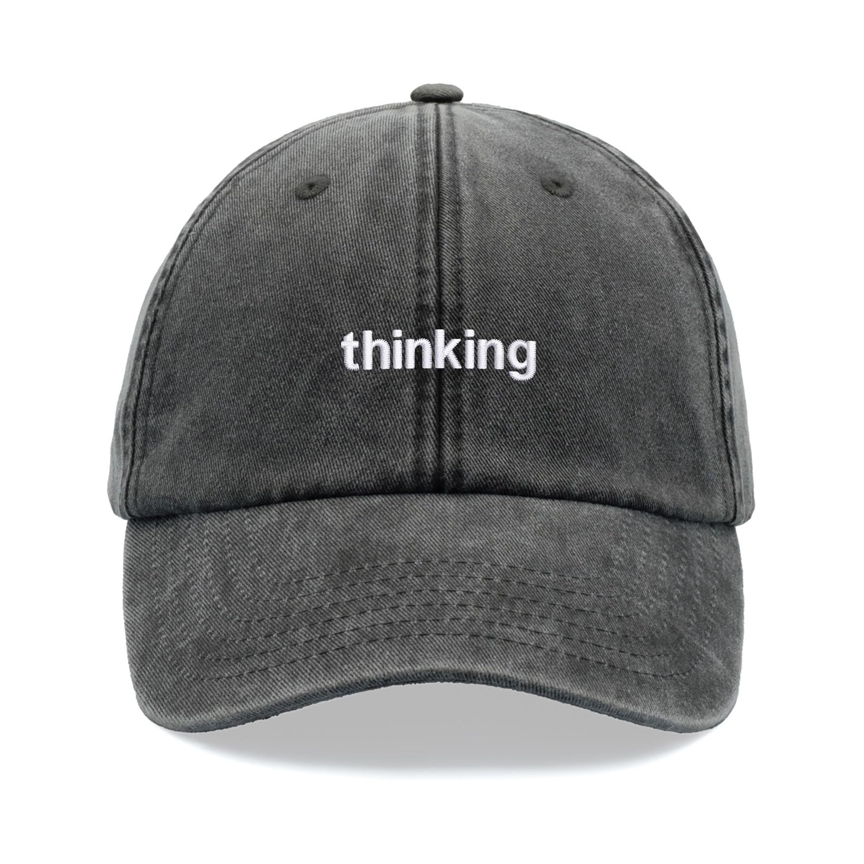 Cap Base Unisex Black Thinking Baseball Cap Vintage Washed Dad Hat Low Profile Adjustable